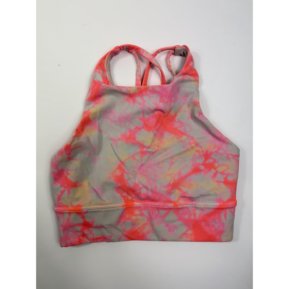 Lululemon Energy Bra High Neck Long Line Shibori Size 4 Sports Bra Athletic - Picture 2 of 6